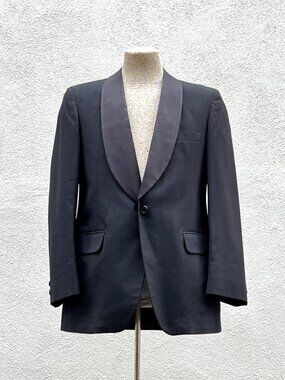 Vintage 80s Celebrity Formals Black Shawl Collar Tuxedo Jacket Size 40R